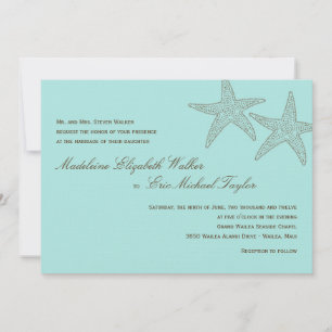 Starfish Wedding Invitation - Brown/Blue