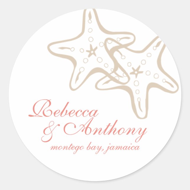 starfish wedding label (Front)