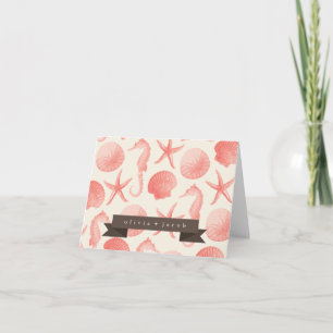 Starfish Wedding Personalised Thank You - Coral Note Card