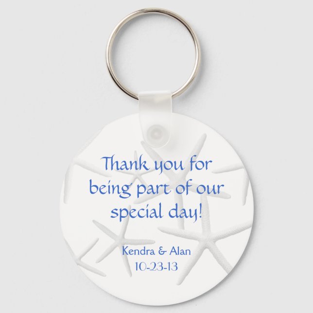 Starfish Wedding Personalized Favors Key Ring (Front)