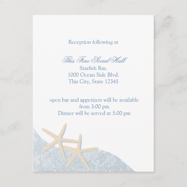 Starfish Wedding Reception Enclosure Card (Front)