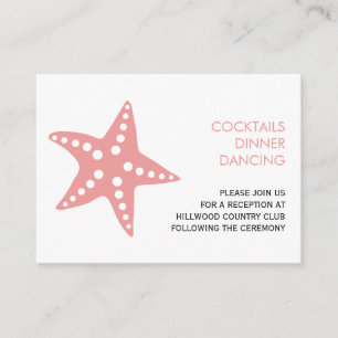 Starfish Wedding Reception Enclosure Card, Pink Card