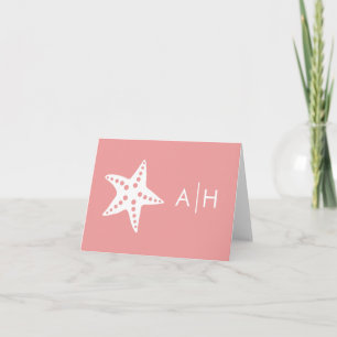 Starfish Wedding Thank You Cards, Pink Card