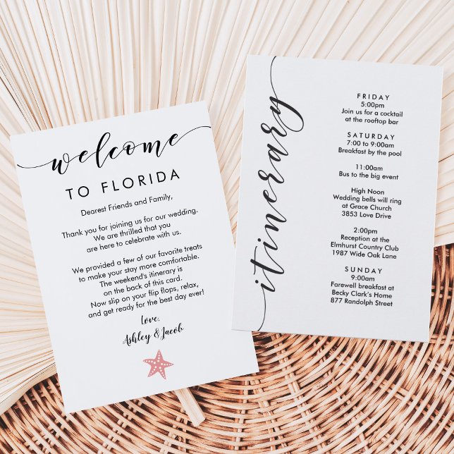 Starfish Wedding Welcome Letter & Itinerary Card (Creator Uploaded)