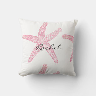 Starfish White Pastel Pink White Name Gift Favour Cushion