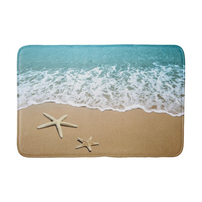 Starfish White Sand Beach Ocean Bath Mat (Front)