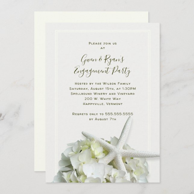 Starfish White Wedding Shower Engagement Party Invitation (Front/Back)