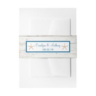 Starfish Whitewashed Wood Beach Wedding Collection Invitation Belly Band