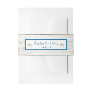 Starfish Whitewashed Wood Beach Wedding Collection Invitation Belly Band