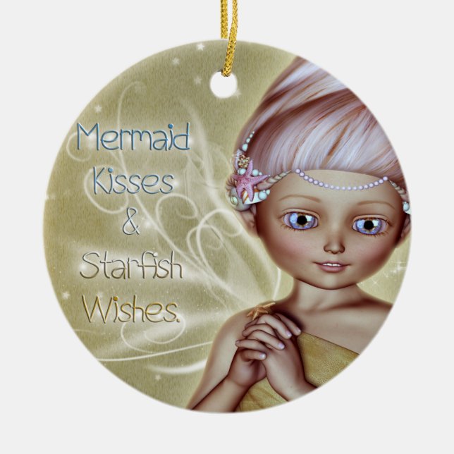 Starfish Wishes Ceramic Tree Decoration (Front)
