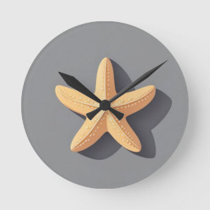 Starfish with a Grey Background Round Clock