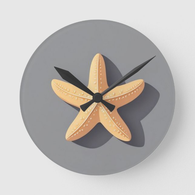 Starfish with a Grey Background Round Clock (Front)