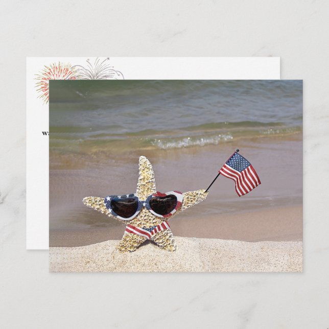 Starfish with American flag Postcard (Front/Back)