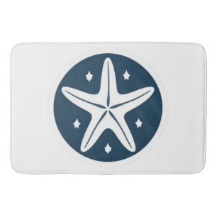 Starfish with White Stars Bath Mat