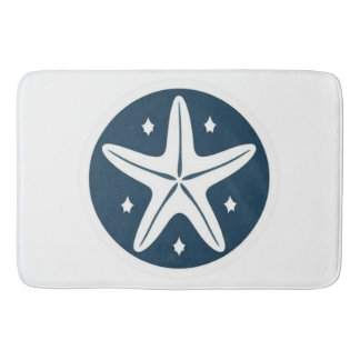 Starfish with White Stars Bath Mat
