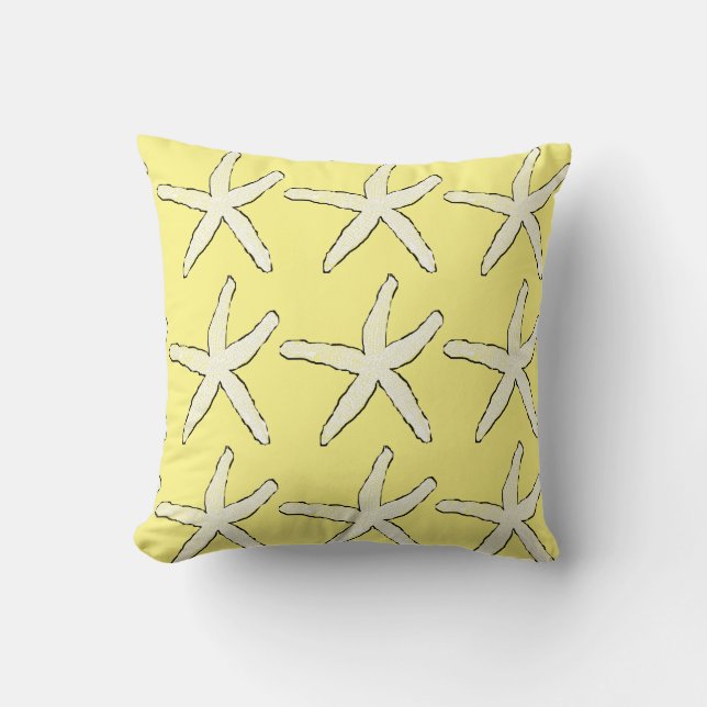 Starfish Yellow White Pattern Elegant Beach Cute Cushion (Front)