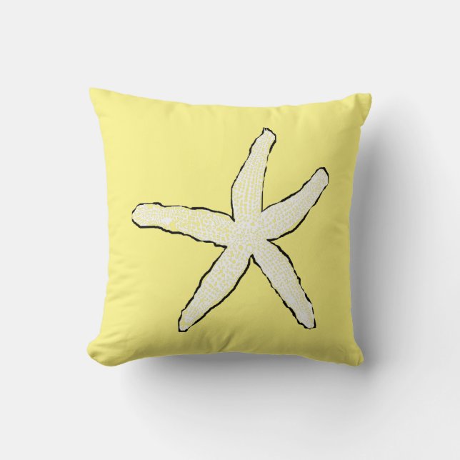 Starfish Yellow White Pattern Elegant Beach Gift Cushion (Front)