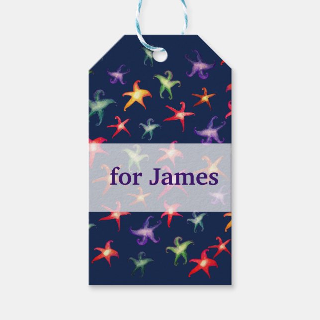 Starfishes, Sea stars pattern Custom Gift Tag (Front)