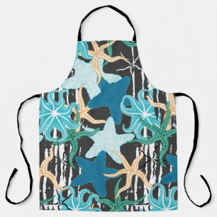 Starfishes seamless pattern. Hand drawn starfishes Apron