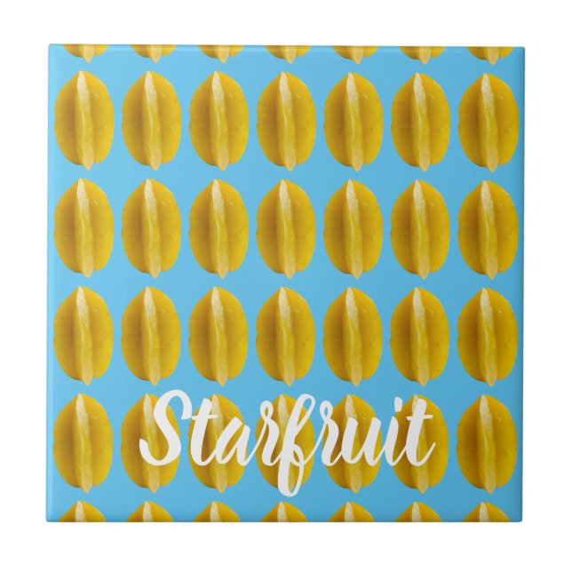 Starfruit Carambola Pattern Fruit for Vegan Ceramic Tile (Front)