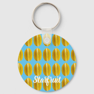 Starfruit Carambola Pattern Fruit for Vegan Key Ring