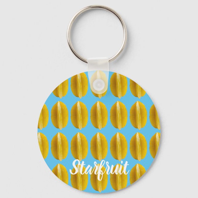 Starfruit Carambola Pattern Fruit for Vegan Key Ring (Front)