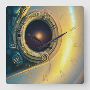 Stargate in the sky square wall clock