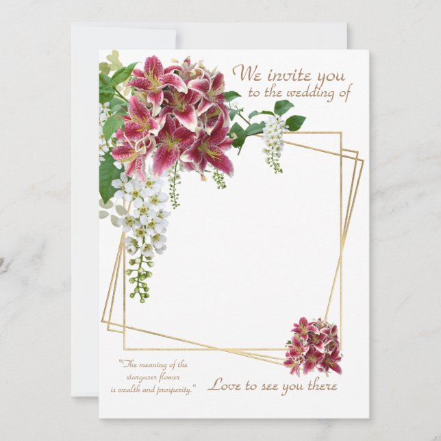 Stargazer Floral Wedding Invitation Card (Front)