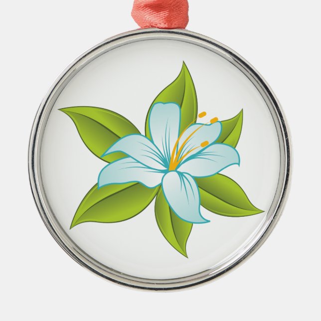 Stargazer light blue lily custom ornament (Front)