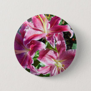 stargazer lilies 6 cm round badge