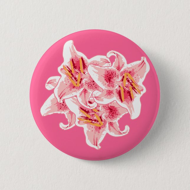 Stargazer Lilies 6 Cm Round Badge (Front)