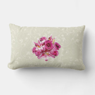 Stargazer Lilies and Roses Lumbar Cushion