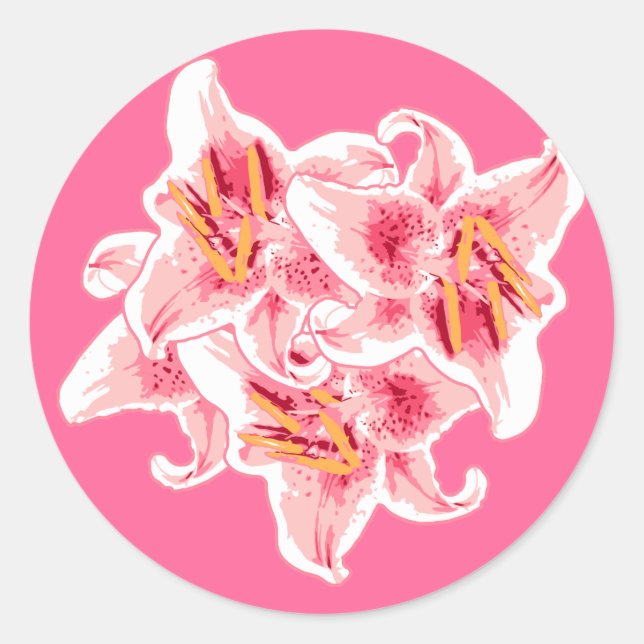 Stargazer Lilies Classic Round Sticker (Front)