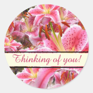 "Stargazer" Lilies Classic Round Sticker