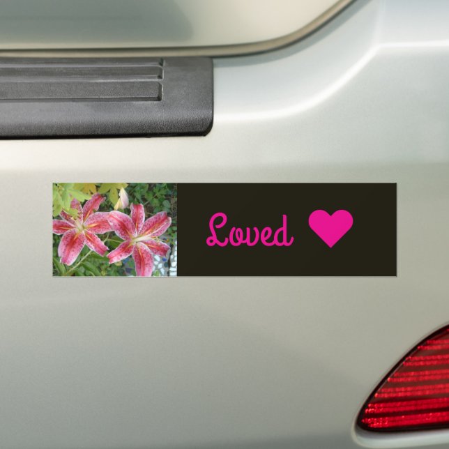 Stargazer Lilies Garden Floral Bumper Sticker (On Car)