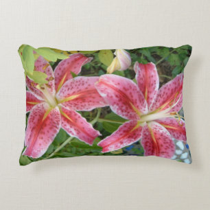 Stargazer Lilies Garden Floral Decorative Cushion