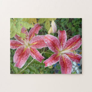 Stargazer Lilies Garden Floral Jigsaw Puzzle