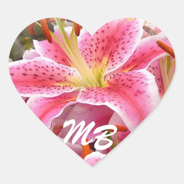 "Stargazer" Lilies Heart Sticker (Front)