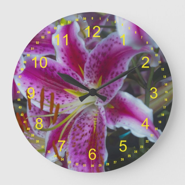 Stargazer Lilies Large Clock (Front)