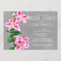 Stargazer Lily Bridal Shower Invitations