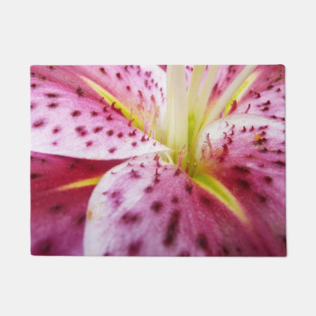 Stargazer Lily Bright Magenta Floral Doormat (Front)