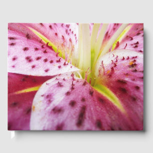 Stargazer Lily Bright Magenta Floral Guest Book