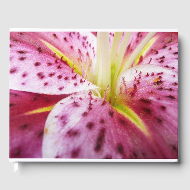 Stargazer Lily Bright Magenta Floral Guest Book (Front)