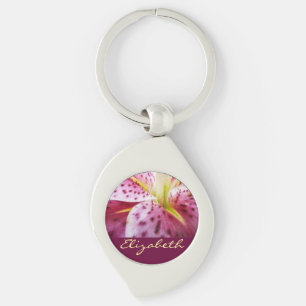Stargazer Lily Bright Magenta Floral Key Ring