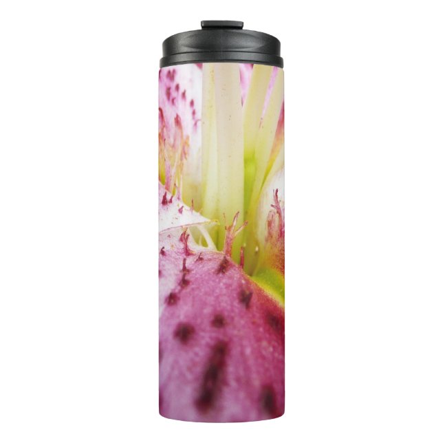 Stargazer Lily Bright Magenta Floral Thermal Tumbler (Front)