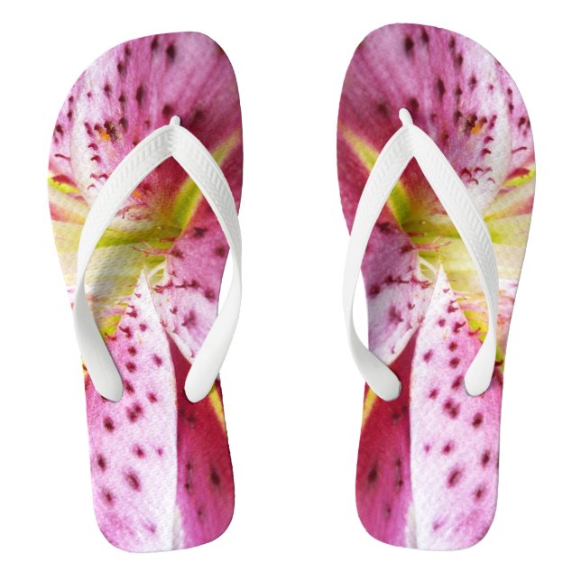 Stargazer Lily Bright Magenta Floral Thongs (Footbed)