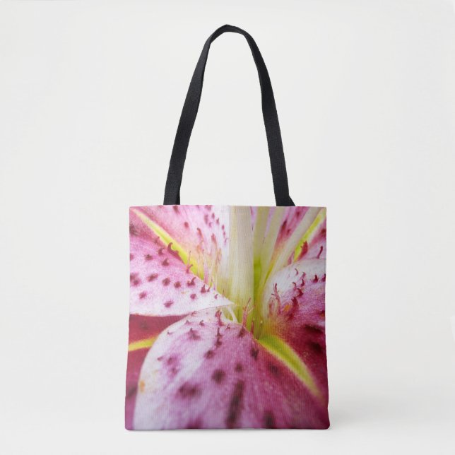 Stargazer Lily Bright Magenta Floral Tote Bag (Front)