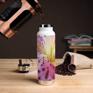 Stargazer Lily Bright Magenta Floral Water Bottle
