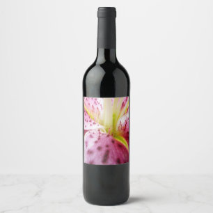 Stargazer Lily Bright Magenta Floral Wine Label
