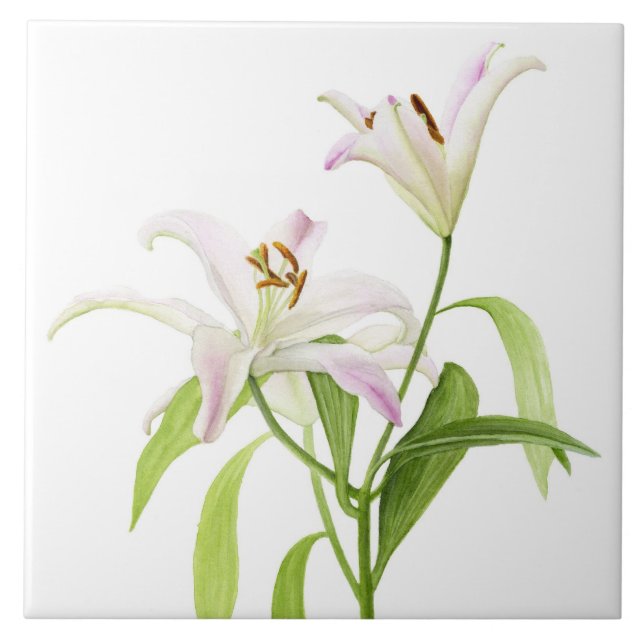 Stargazer Lily Ceramic Tile (Front)
